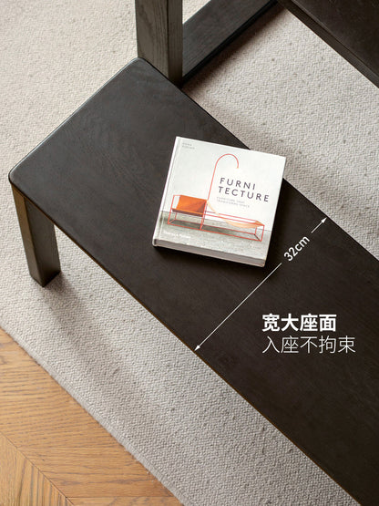 实木长凳餐厅现代简约长条凳橡木美式卧室黑色床尾凳