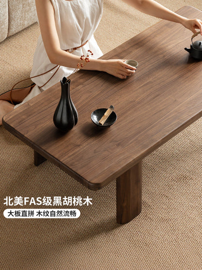 实木茶几客厅侘寂风茶台黑胡桃木创意茶桌小户型矮桌