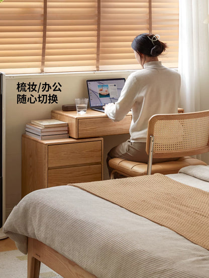 实木梳妆台斗柜一体橡木卧室伸缩化妆桌简约小户型化妆台
