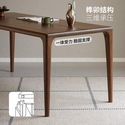 实木榫卯餐桌餐厅新中式饭桌黑胡桃木长方形原木茶桌