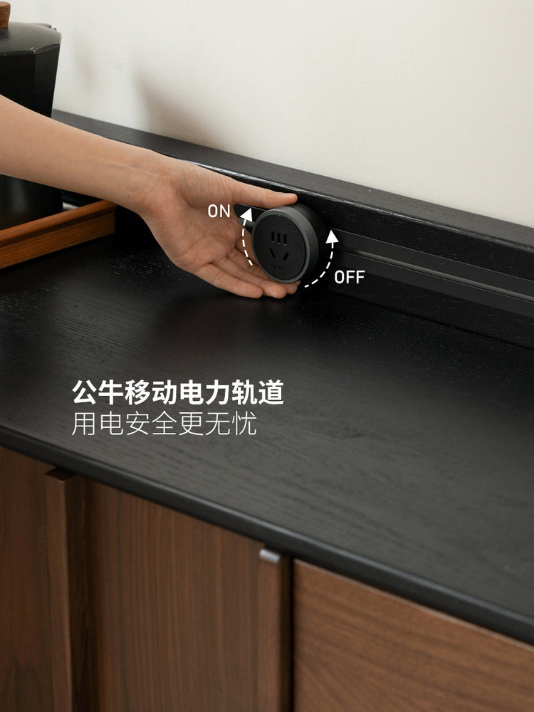 实木餐边柜餐厅中古黑胡桃木储物柜小户型落地置物柜