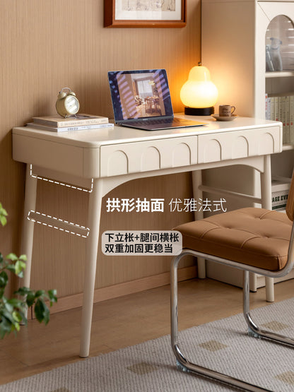 实木书桌现代书房写字桌卧室法式奶油风简约化妆桌