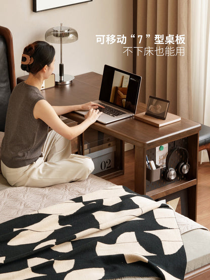 实木书房意式轻奢转角书桌黑胡桃木办公桌电脑桌