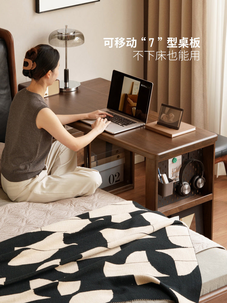 实木书房意式轻奢转角书桌黑胡桃木办公桌电脑桌