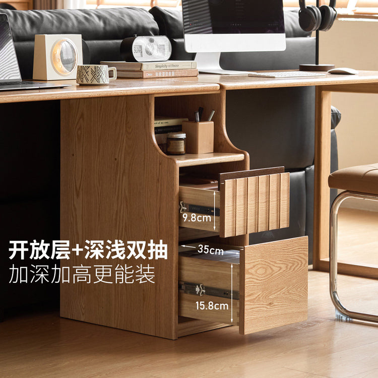 实木书桌现代简约书房办公桌橡木储物双人桌电脑桌