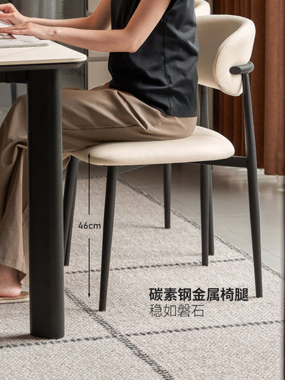 软包餐椅现代简约餐厅靠背椅铁艺休闲椅黑色餐桌椅子