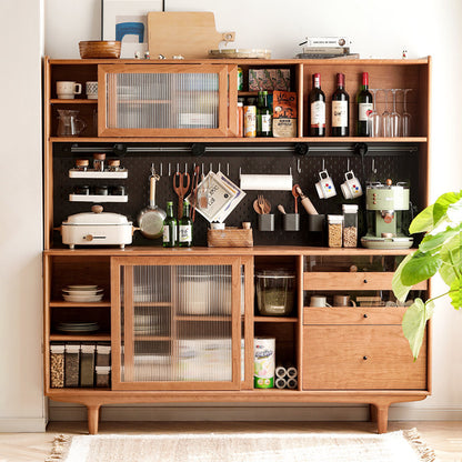 源也实木餐边柜餐厅现代简约洞洞板酒柜一体靠墙储物