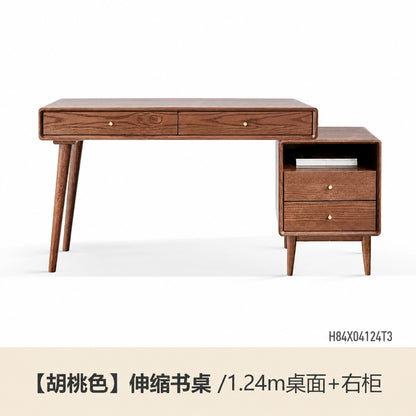 实木书桌小户型书房电脑桌橡木简约化妆桌可伸缩桌子