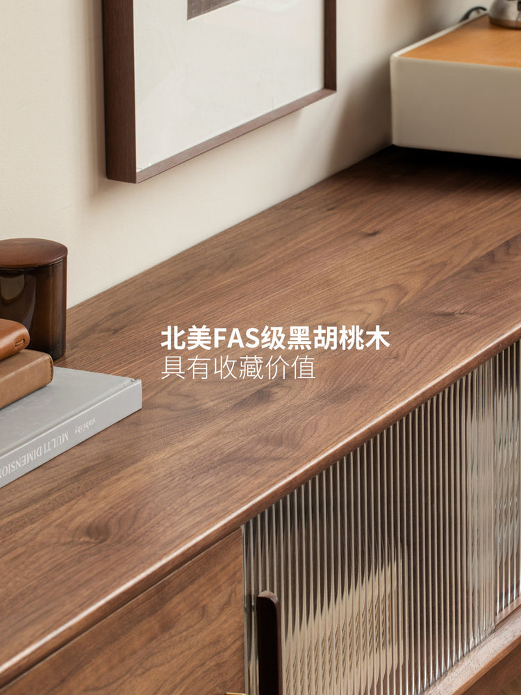 实木电视柜新中式客厅地柜黑胡桃木现代简约储物柜