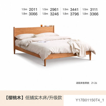 实木床现代简约樱桃木双人床日式卧室床1.5米床复古家具