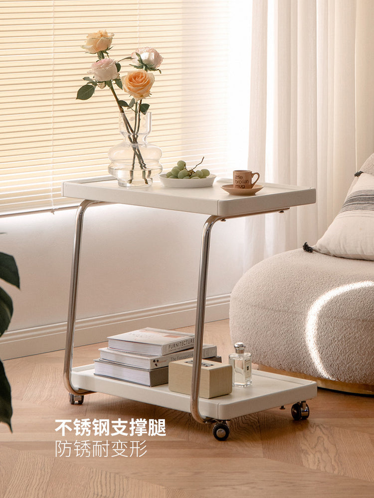 实木边几C型现代简约客厅白色可移动小茶几沙发边桌