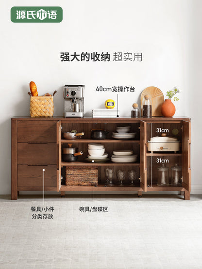 实木北欧餐边柜橡木碗柜现代简约餐厅储物柜茶水柜