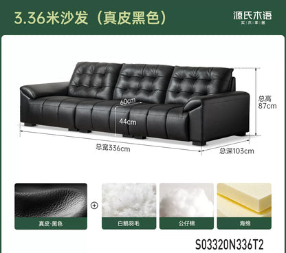 真皮沙发现代简约头层牛皮皮沙发客厅大黑熊直排沙发