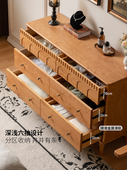 实木斗柜法式复古储物六斗柜卧室樱桃木边柜收纳柜