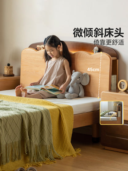 实木儿童床卧室男孩女孩蒙氏地台床多功能储物带灯单人床