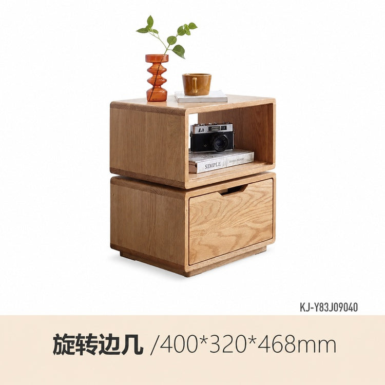 实木床头柜卧室法式复古床头抽屉柜红橡木收纳储物柜