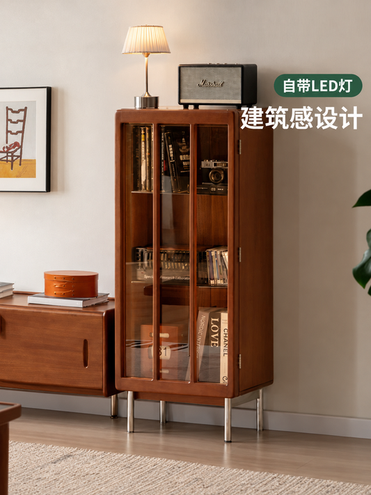 实木边柜包豪斯收纳储物柜客厅展示柜小户型夹缝书柜