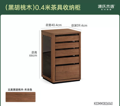 实木茶水柜客厅茶台烧水壶一体胡桃色茶边柜移动茶车