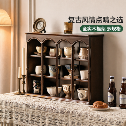 实木壁柜餐厅美式复古碗架收纳架厨房杯架碗碟柜壁挂边柜