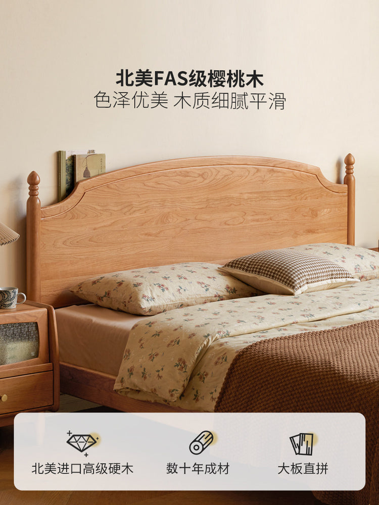 实木床法式中古樱桃木双人床复古家具卧室1.8米大床