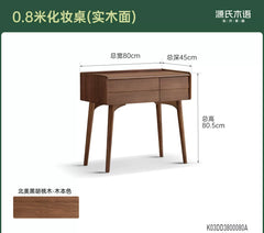 [20-Day Pre-order] Italian-style luxury solid walnut wood vanity table, multifunctional bedroom dressing table