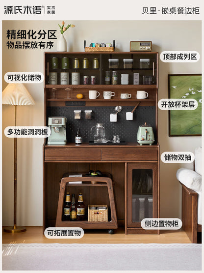 实木餐边柜小户型餐厅嵌桌收纳柜橡木置物柜简约橱柜