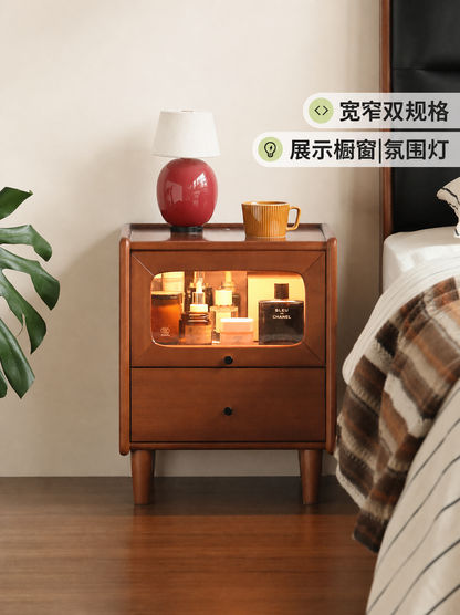 实木床头柜中古风储物柜小户型超窄收纳柜卧室床边小柜子