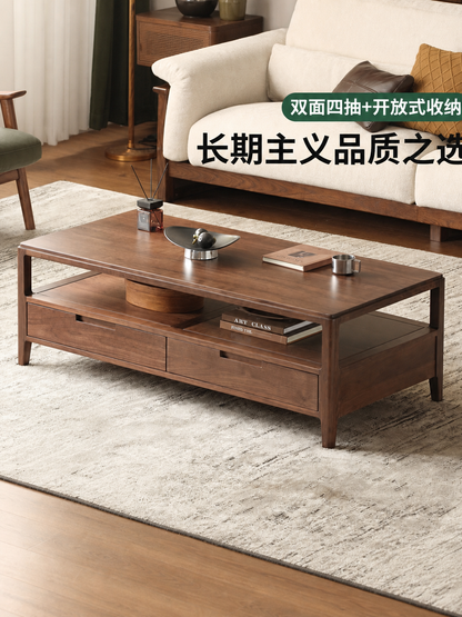 实木茶几现代黑胡桃木茶桌咖啡桌北欧小户型客厅茶台