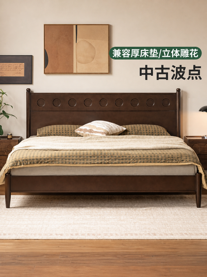 实木床经典中古大板床卧室复古双人床1.8米1.5米大床
