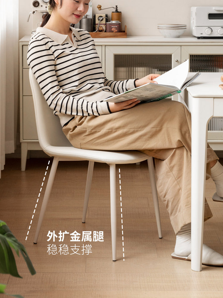 铁艺软包餐椅舒适靠背电脑椅白色奶油风书椅吃饭椅子