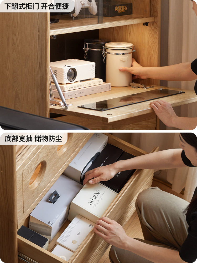 实木边柜客厅现代简约展示柜原木风立柜收纳储物柜
