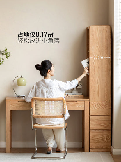 实木高书柜夹缝储物柜橡木落地收纳柜窄柜小户型侧抽边柜