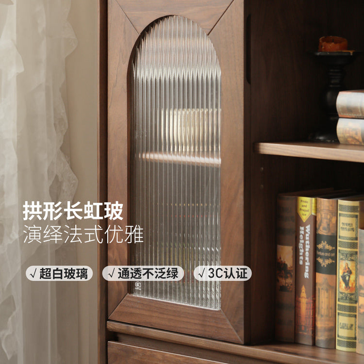 实木电视柜边柜客厅法式复古储物柜黑胡木小户型展示柜