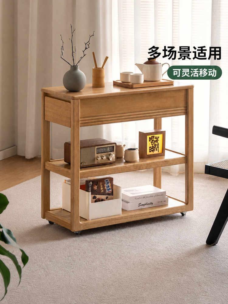 实木餐边柜现代简约餐厅小边几可移动边柜原木置物柜