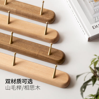实木墙面挂钩壁挂玄关门口进门免打孔卧室墙上免钉衣帽架