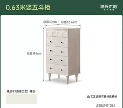 【25-Day Pre-order】Solid Wood Chest of Drawers, French Vintage Storage Cabinet, White Cream-Style Sideboard, Bedroom Bed-End Storage Cabinet
