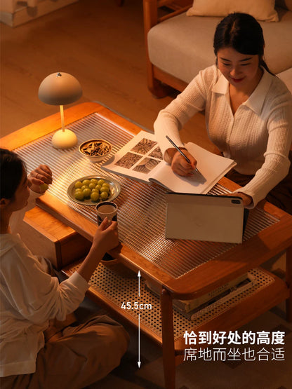 实木茶几复古樱桃木客厅玻璃茶台现代简约小户型原木茶桌
