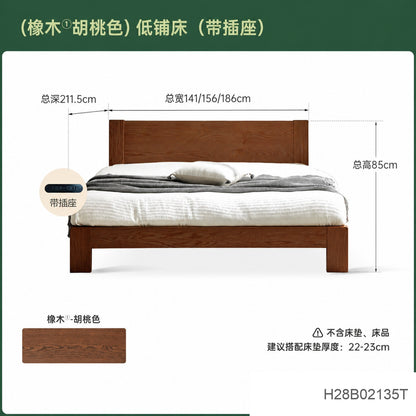 实木床现代简约橡木1.2米单人床北欧小户型卧室原木大床