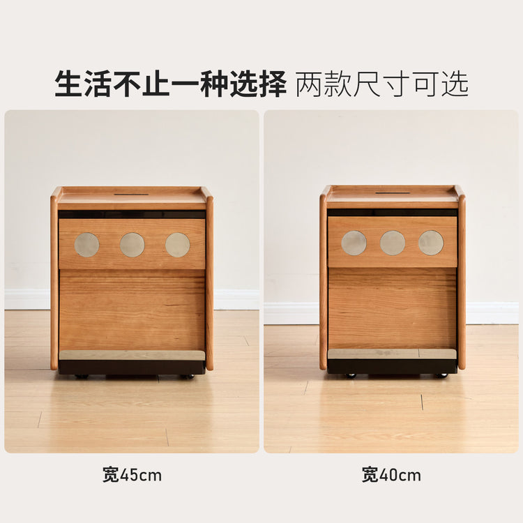 实木床头柜现代简约多功能储物柜卧室樱桃木可移动收纳柜