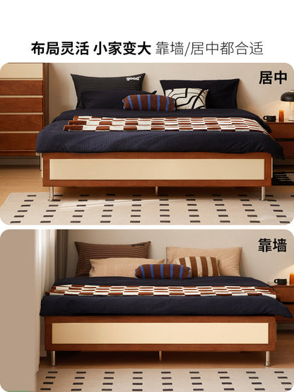 实木床卧室包豪斯榻榻米床中古风储物床离地箱体床