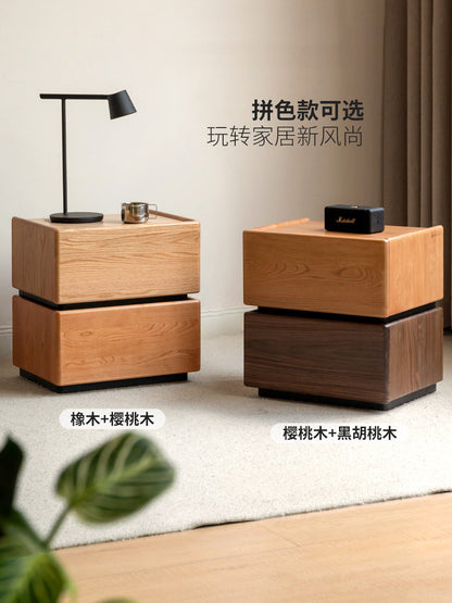 实木床头柜现代简约储物柜卧室原木风收纳柜橡木置物柜