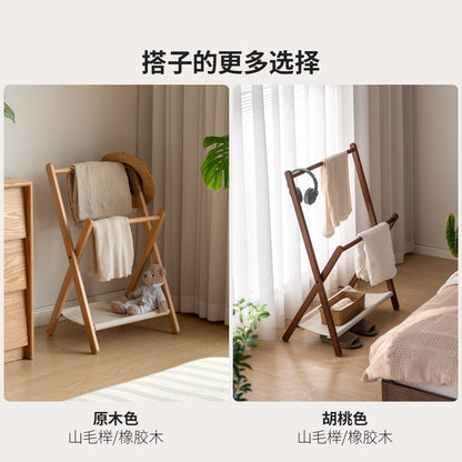 实木挂衣架简约可折叠黑色衣帽架卧室小户型置物架