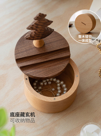 纯实木手机支架黑胡桃木储物盒原木风树木收纳盒子
