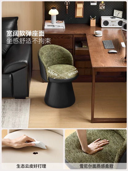 源氏木语布艺书椅现代简约旋转休闲椅书房办公椅家用化妆凳化妆椅