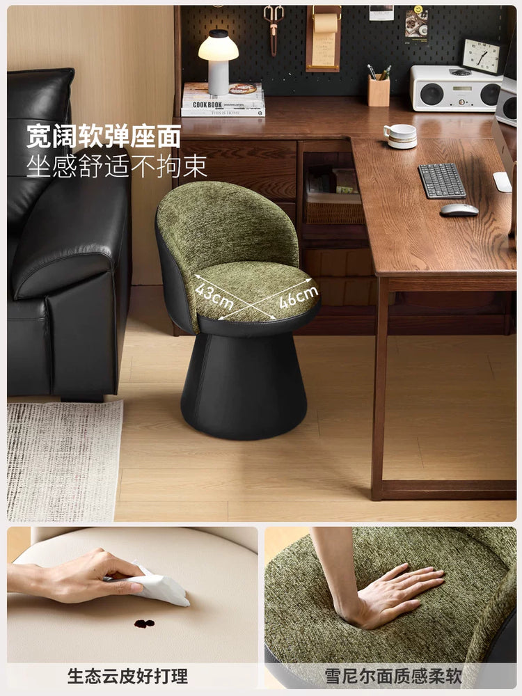 源氏木语布艺书椅现代简约旋转休闲椅书房办公椅家用化妆凳化妆椅
