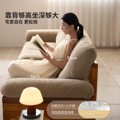 实木客厅复古樱桃木直排可拆洗雪尼尔沙发
