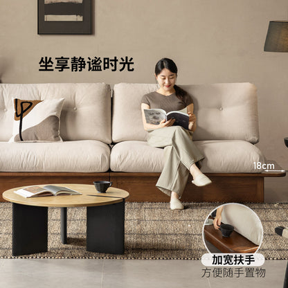 实木客厅简约冬夏两用橡木胡桃色储物沙发