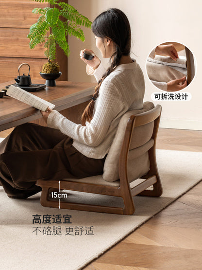 实木榻榻米茶椅简约黑胡桃木休闲椅客厅矮椅子靠背椅