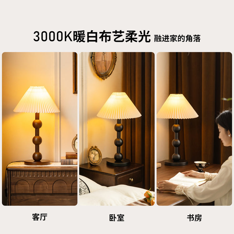 实木台灯复古中古风卧室床头灯轻奢高级感客厅书房氛围灯