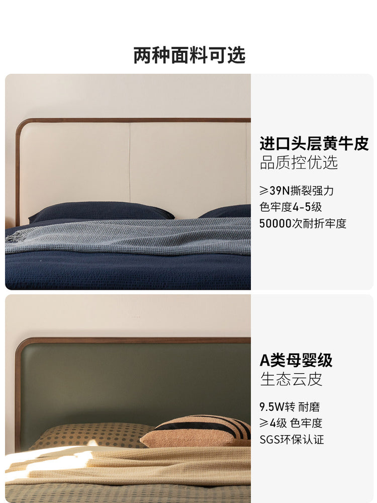 实木床卧室黑胡桃木软靠床意式轻奢真皮床箱体储物床